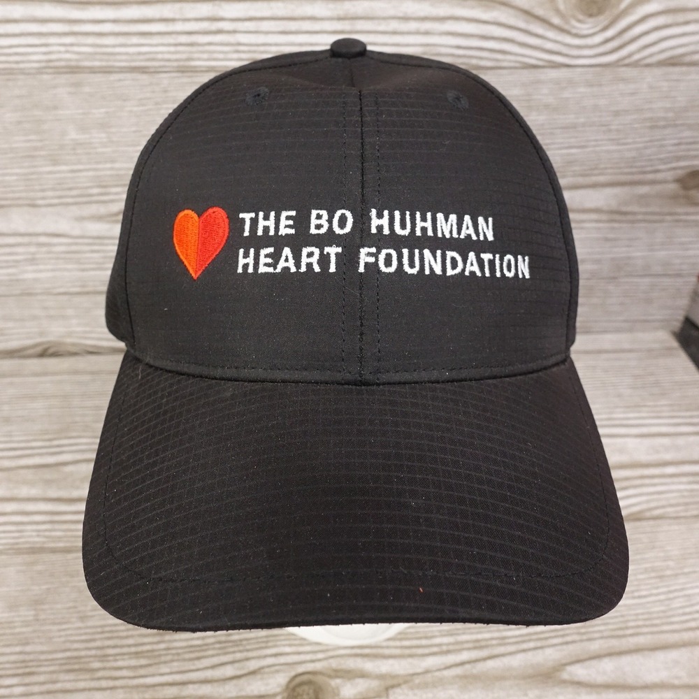 Bo Huhman Heart Foundation Hat Cap Strap Back Black Embroidered Charity Mens